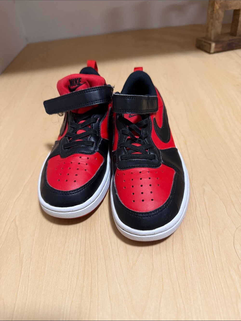 Nike Kids' Red and Black Velcro Low-Top Sneakers
